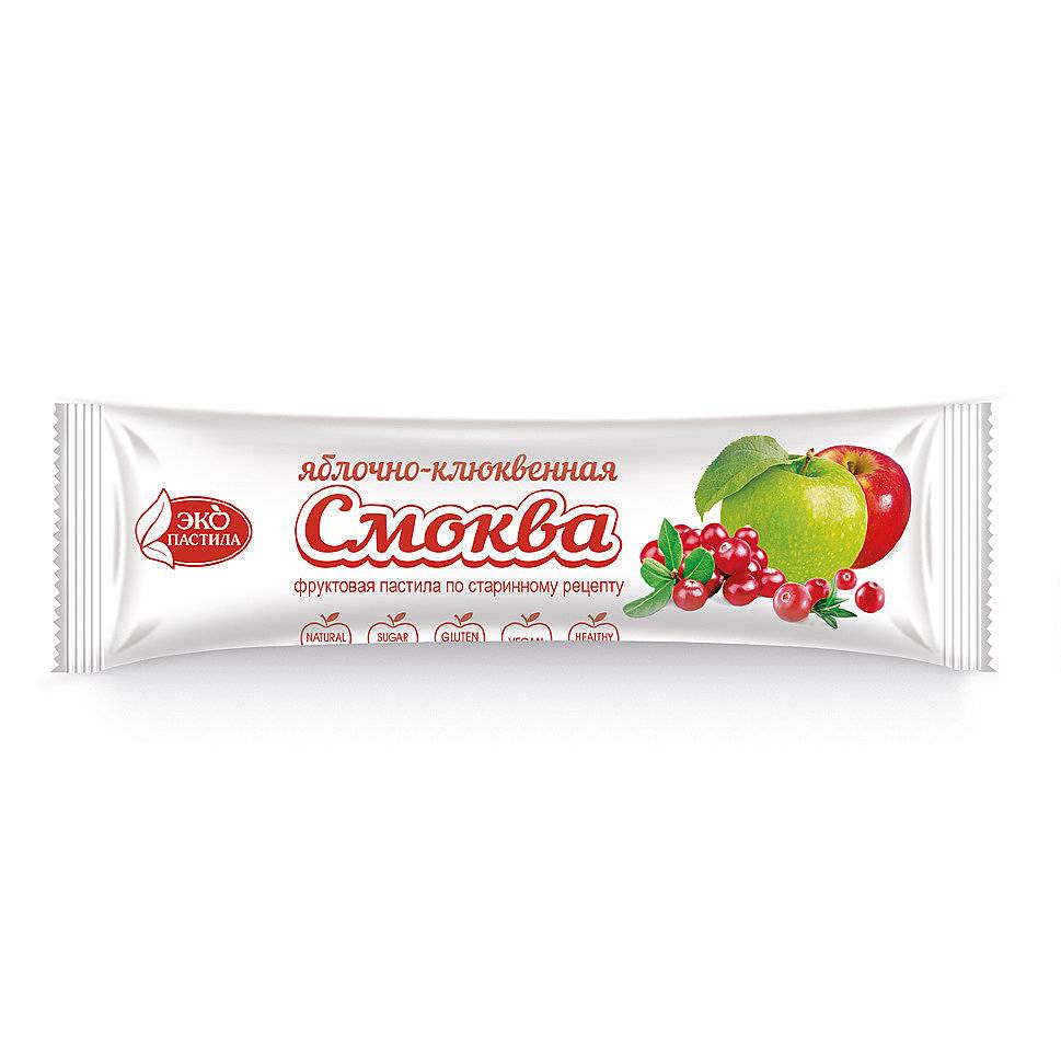 Купить онлайн Смоква фруктовая пастила Яблочно-клюквенная, 30г в интернет-магазине Беришка с доставкой по Хабаровску и по России недорого.